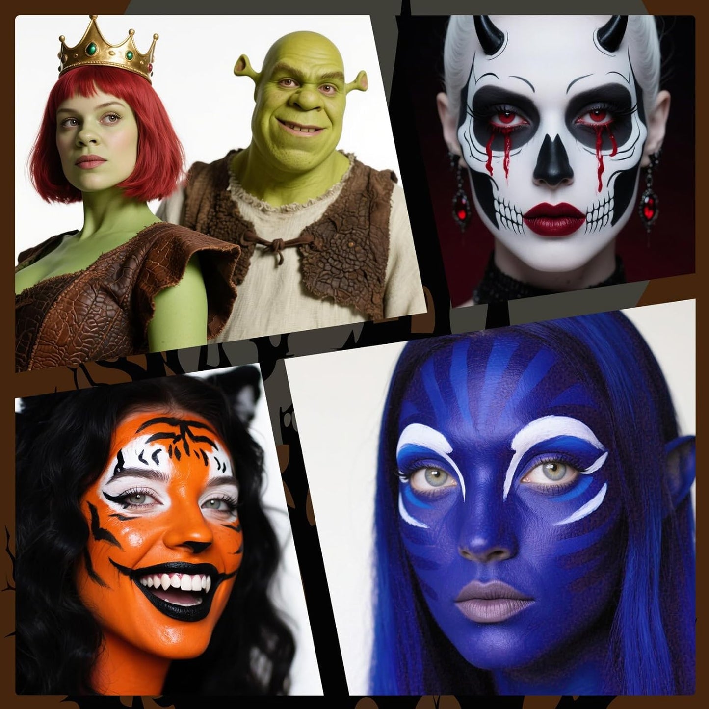 White Light Blue Face Body Paint Stick Set with Translucent Setting Powder and Sponges, Professional Full Coverage Face Painting for Adults Halloween Cosplay SFX Avatar Corpse Bride Makeup