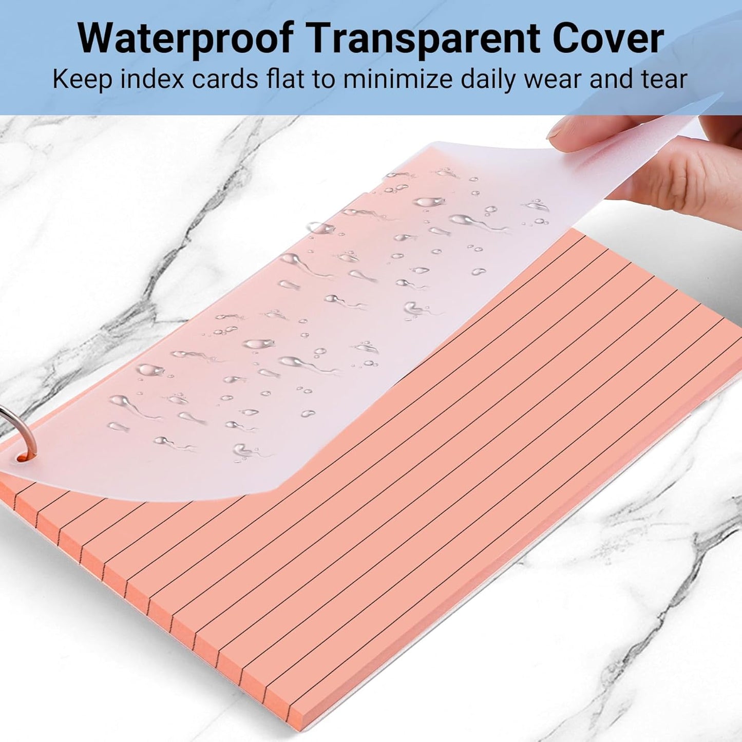 HAUTOCO Colored Index Cards 4x6 Inch 200 PCS Flash Cards with Ring Ruled Notecards with Waterproof Covers Flashcards for Studying Learning School College, 4 Colors