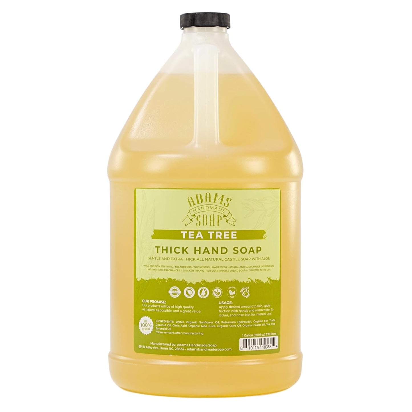 Adams Handmade Soap Thick Organic Castile Liquid Hand Soap 1 Gallon Refill - Tea Tree
