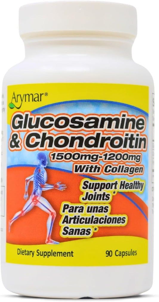 Glucosamine & Chondroitin 1500mg-1200mg with Collagen, (90 Capsules/Pack 1)