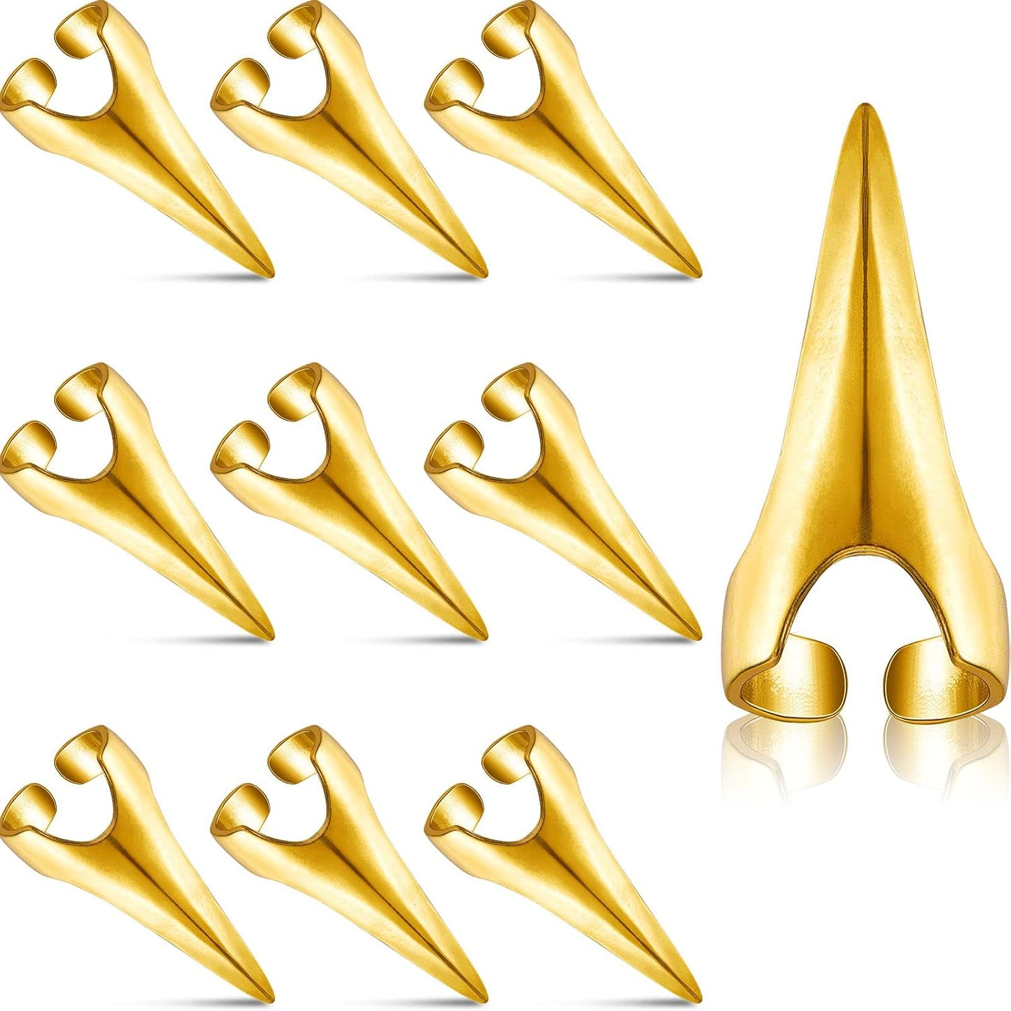 10 Pieces Adjustable Hair Parting Tool Sectioning Ring Stitch Braids Aid Finger Retro Hair Extensions Braiding Supplies Cosplay Nail Metal Claws Rings Art Holiday Party Styling(Gold)