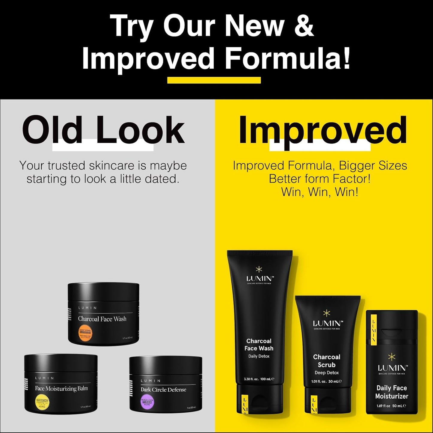 Lumin Charcoal Face Wash for Men – Daily Detox Cleanser, Hydrating Face Wash, Gently Removes Dirt & Oil, Unclogs Pores, Exfoliates, Refreshing Skincare for All Skin Types, 3.4oz