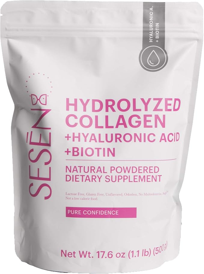 SESEN Hydrolyzed Collagen + Hyaluronic Acid + Biotin en polvo (Pink) Powder 17.6 oz