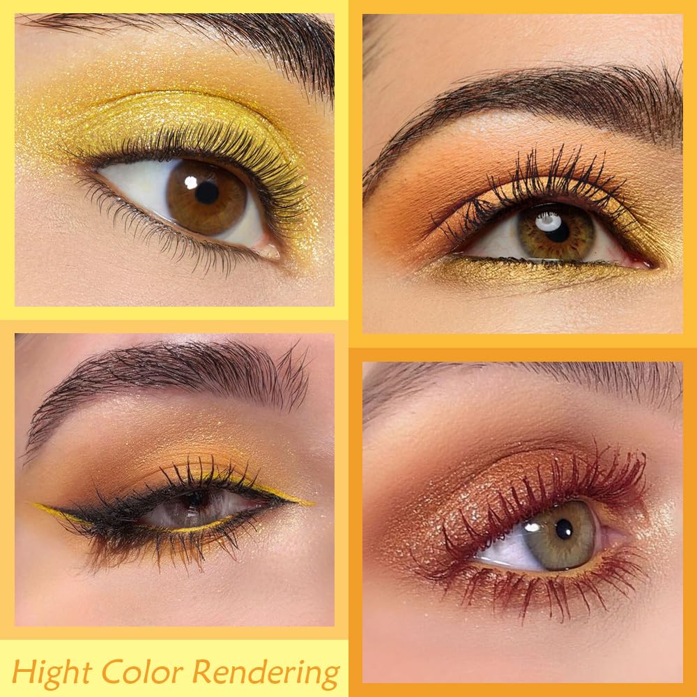 Gold Yellow Brown Smokey Goth Eyeshadow Palette Makeup,Natural Powder Eye Shadow Palette Long Lasting Naturing-Looking,Basic Gold Brown Shade for Halloween,Vegan