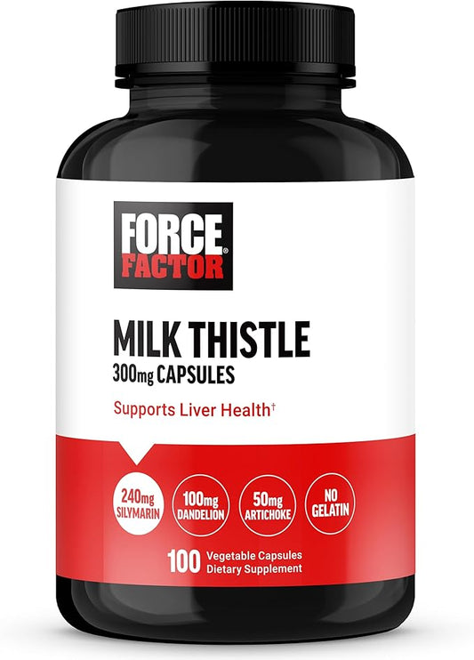 FORCE FACTOR Milk Thistle Liver Support 300mg Silymarin 100 Vegetable