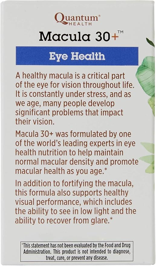 Quantum Health Macula 30+ Eye Health Omega-3, and E|60 Softgels, 30 Day