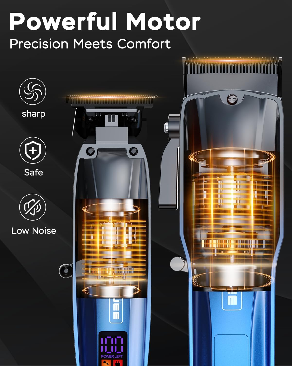 Professional Hair Clippers for Men Cordless & Corded - Rechargeable Barber Clipper & Trimmer Set with Fade Lever for Home Haircuts, Grooming Kit with Guide Combs, with Travel Case