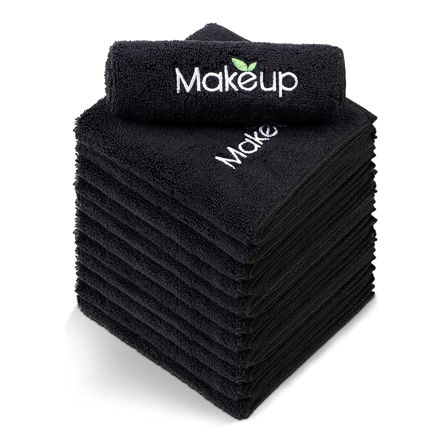Orighty Makeup Remover Wash Cloths - Super Soft & Quick Dry Microfiber Face Towel, Absorbent Washcloths for Cleansing, Fingertip Face Towels for Makeup Removal, 13 x 13 inch, Pack of 12, Black