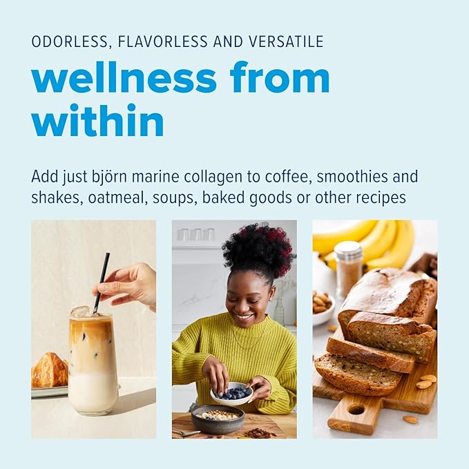 Just Bjorn Marine Collagen Peptide Powder On-The-go Stick Packs (10ct) Marine Collagen Peptide Powder 30 Serving Pouch (11.5 oz) | Skin, Hair, Nail and Joint Support + Hyaluronic Acid