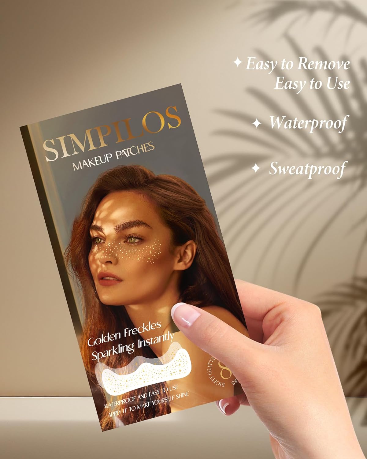 Makeup Pathes, Body Face Glitter for Kids Women Girls, Gold Glitter Makeup Speckles for Face, Singer Concerts Festival Holiday Party Rave Accessories - 8 Counts