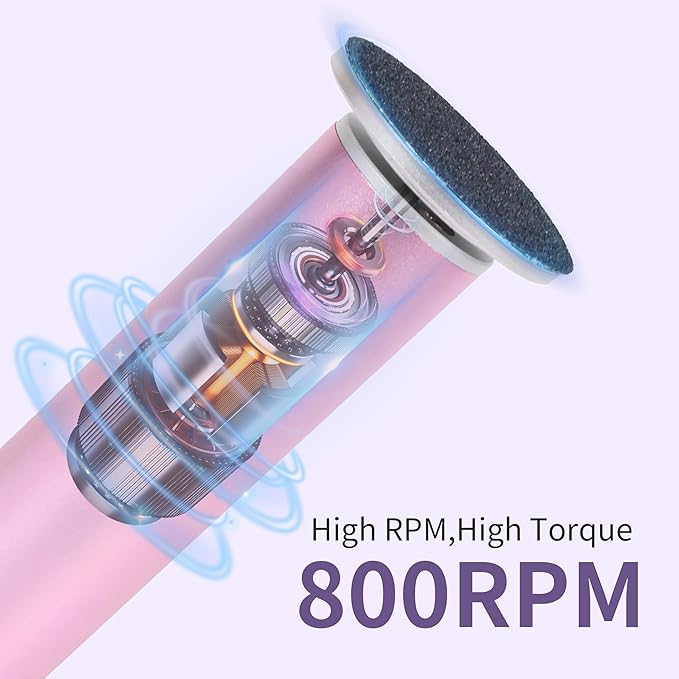 Professional 800RPM Electric Foot Callus Remover with 120pcs Sandpaper Discs, 4.8IN Aluminum Callus Remover for Feet, Stepless Speed Control Foot File for Dead Skin (Purple)
