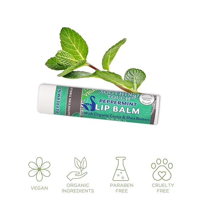 Vegan Lip Balm Set - Variety Pack of 3 Soothing Touch Lip Balms. Large 0.25 oz size. Includes Bonus Muslin Pouch (3 x 4 in). Unique Gift Bundle from Tiny Seed (Coconut Lime, Peppermint, Unscented)