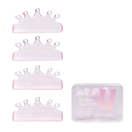 Curacoro Lash Lift Shields, 4 Pcs/2 Sizes Korean Lash Lift Pads Self Adhesive, Lash Lifting Shields for Eyelash Stretching and Curling, Reusable Silicone Lash Rods For Eyelash Perm Lamination