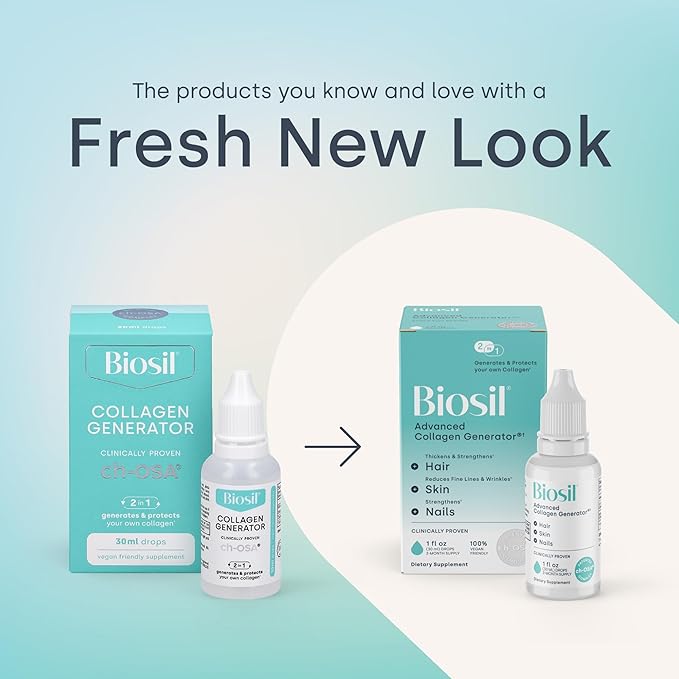 Biosil Collagen Generator - 0.5 fl oz Drops, Pack of 2 - With Patented ch-OSA Complex - Generates & Protects Your Own Collagen - GMO Free - 60-Day Supply