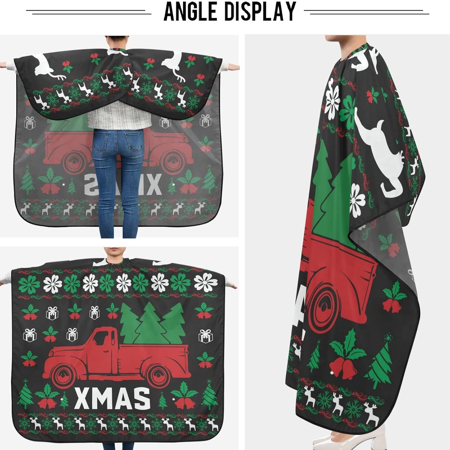 visesunny Barber Cape Merry Christmas Polyester Hair Cutting Salon Cape Apron Anti-Static Haircut Water-Resistant Shaving Cloth Beard Shaving Bib Hairdressing Cape