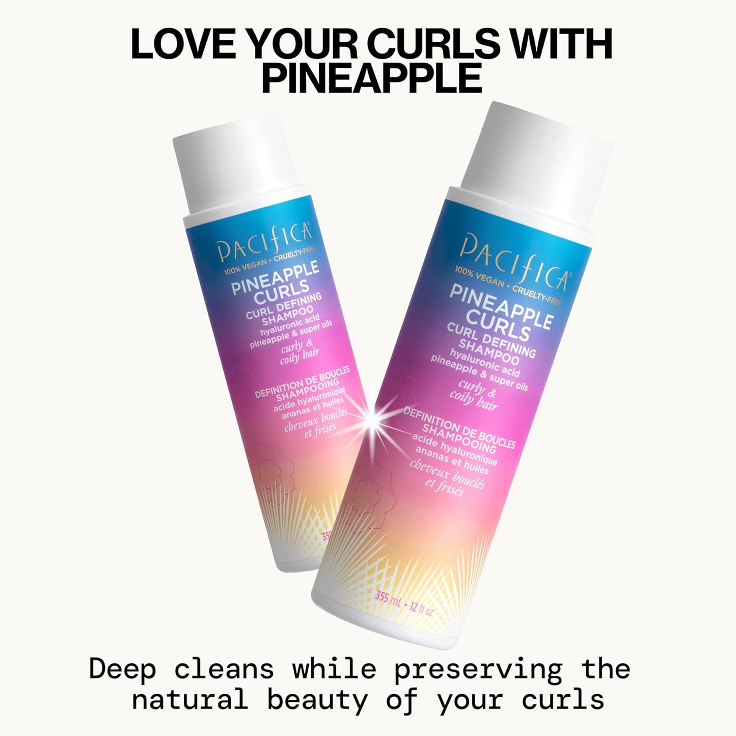 Pacifica Beauty 12.0 Fl Oz Pineapple Curls Curl Enhancing Shampoo - Hydrating & Frizz Control with Argan Oil & Hyaluronic Acid, Vegan + Cruelty Free