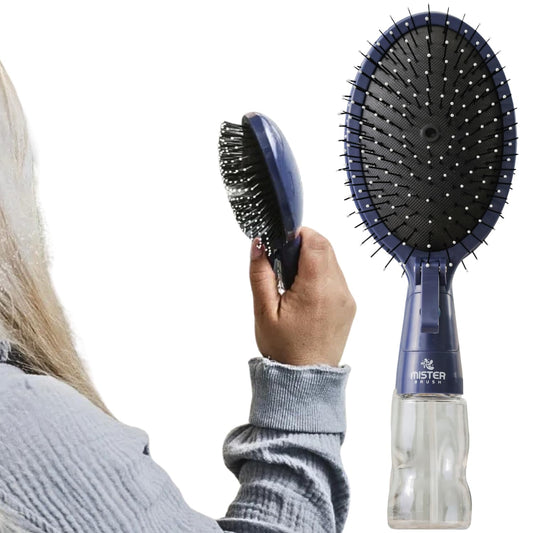 Navy All in One Brush + Mister - 2 in 1 - Detangling Brush - No More Hair Hassle