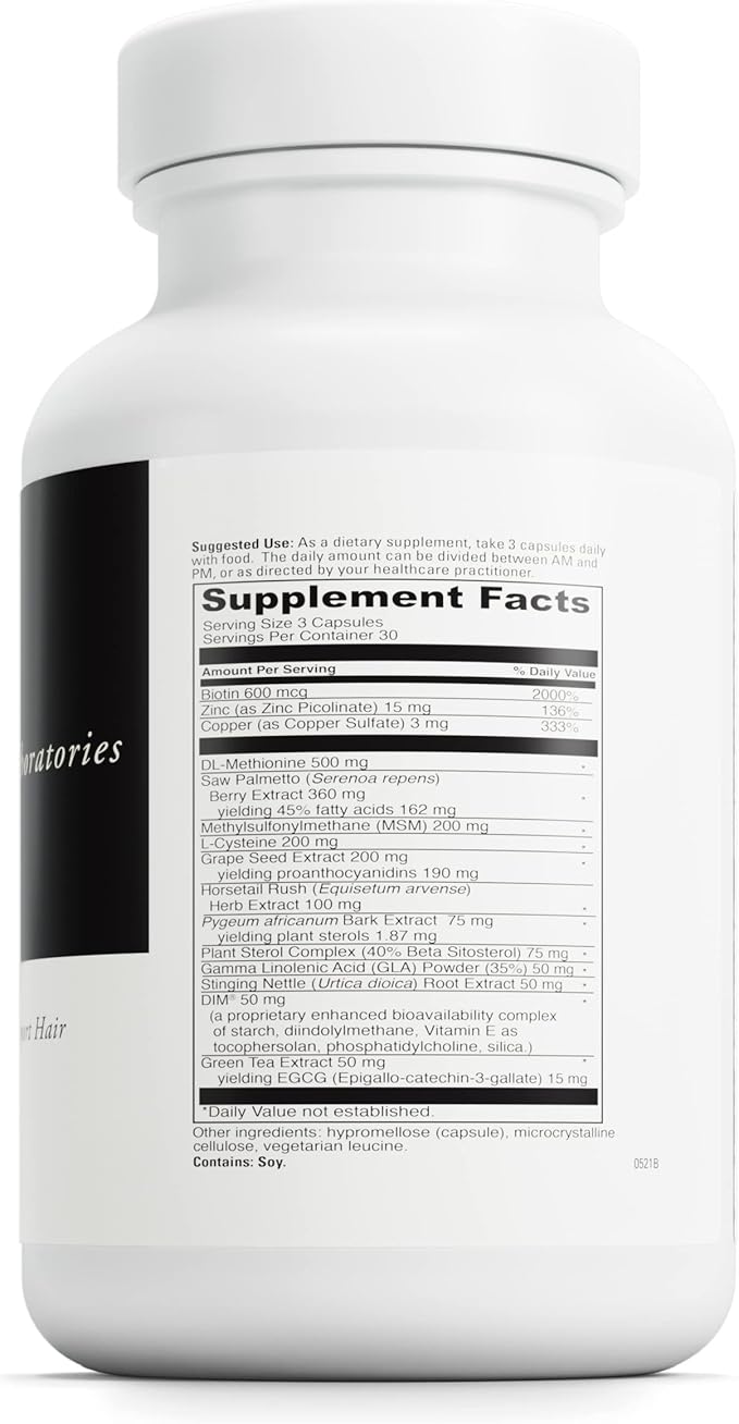 DAVINCI Labs Hair Effects - Dietary Supplement to Support Healthy Hair Growth and Skin* - with Biotin, Zinc, Copper, Saw Palmetto and Grape Seed Extract - Gluten-Free - 90 Vegetarian Capsules
