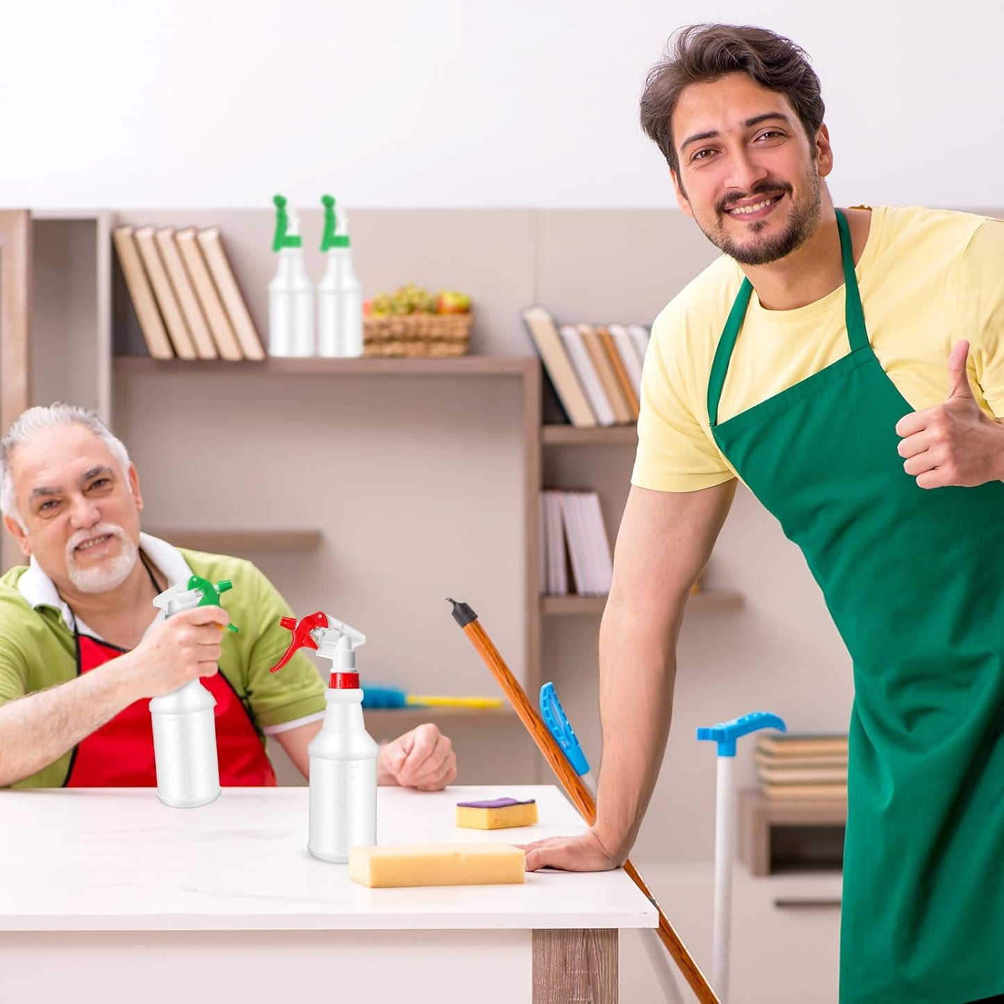 Zubebe 24 Pack 32 oz Plastic Spray Bottle Bulk Empty Leakproof Heavy Duty Spray Bottles for Cleaning Supplies Mist Bottles with Label and Adjustable Nozzle for Plant(Blue, Red, Green,Clear Scale)