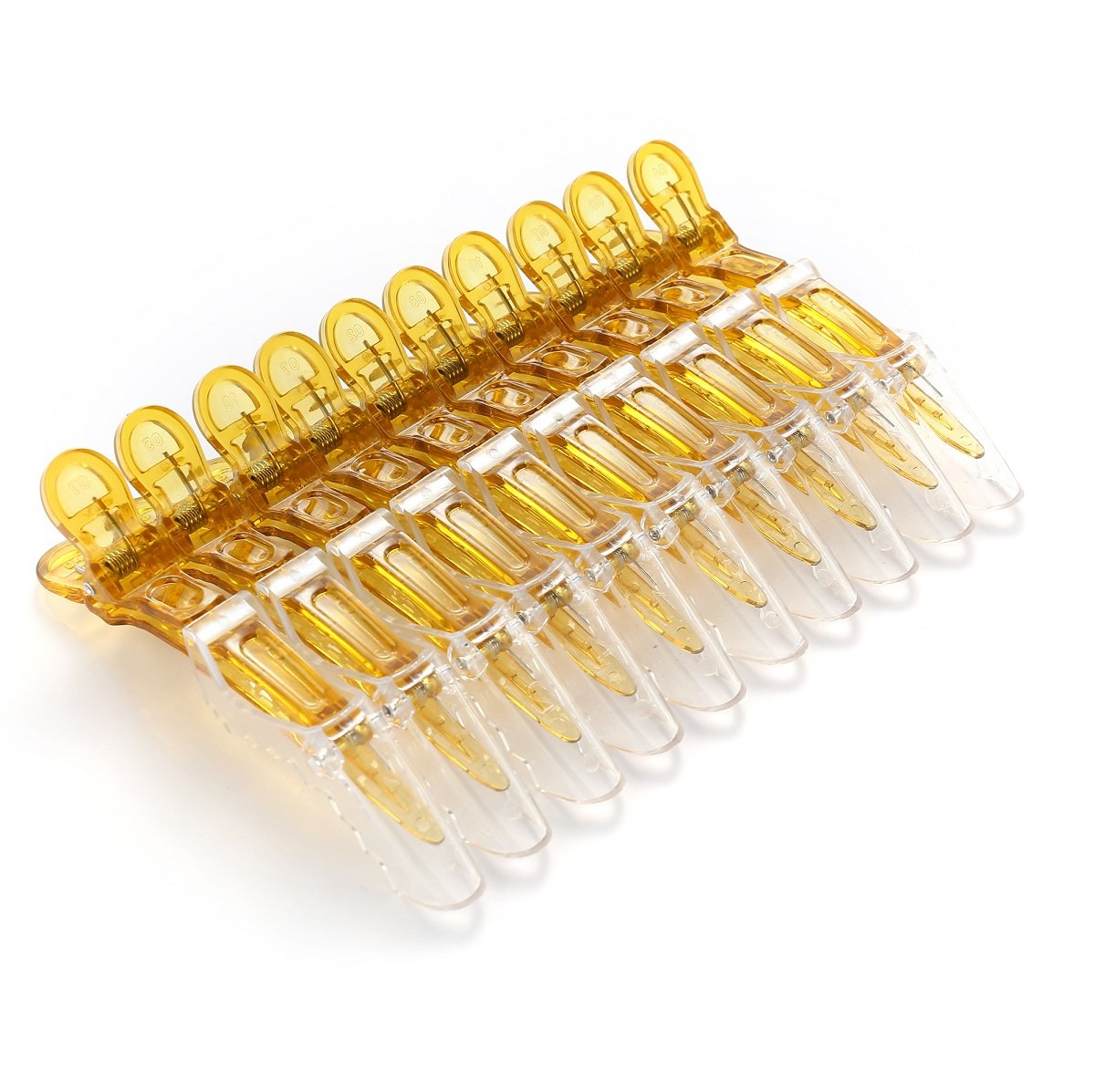 10pcs/set Multicolor Croc Alligator Clips - Transparent Plastic Hair Styling Sectioning Barrettes Professional Non Slip Salon DIY Accessories Hairpins (10pcs-Gold)