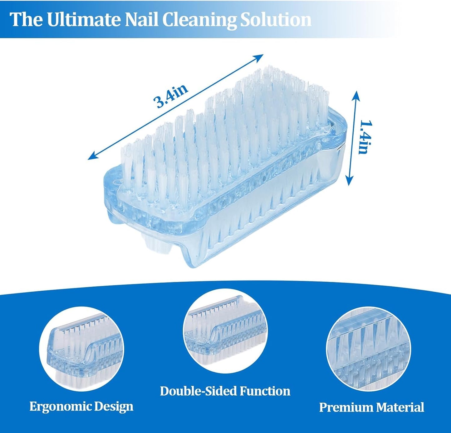 Nail Brushes for Cleaning Fingernails Nail Scrubber Brush Plastic Double-Sided Fingernail Cleaning Brush for Home, Office, Kitchen, Travel, and Gardening for Deep Cleaning （3 Pack）