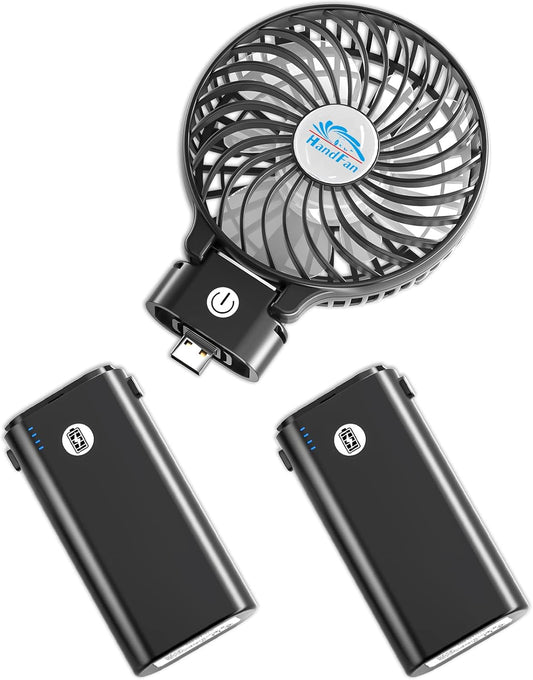 HandFan 10400mAh Handheld Fan Rechargeable, 40Hrs Long-Lasted Hand Fan, Mini Personal Fans Foldable, Heavy Duty Battery Fans Portable for Travel Beach Concerts Cruise Makeup(Clear Blade)