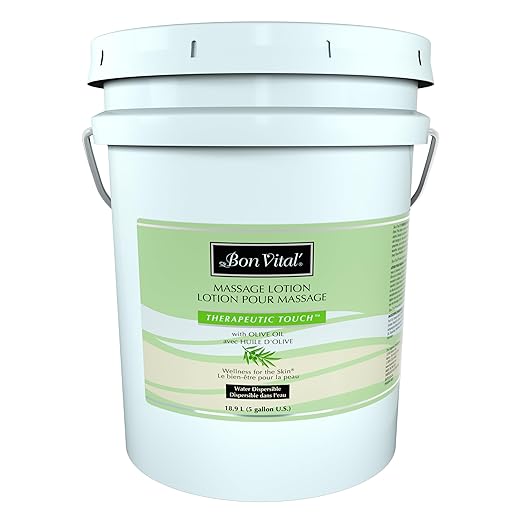 Bon Vital' Therapeutic Touch Massage Lotion with Olive Oil to Repair Dry Skin & Soothe Sore Muscles, Skin Therapy Lotion, Moisturizes Skin During Massages for Smooth, Soft Skin, 5 Gal, Label may Vary