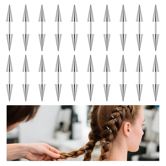 Goth Hair Accessories,20 Pcs Metal Punk Spikes for Braids,Edgy Alt Grunge Hair Clips,Silver Hair Styling Spikes for Women & Egirls,Trendy & Fun Gift for Her