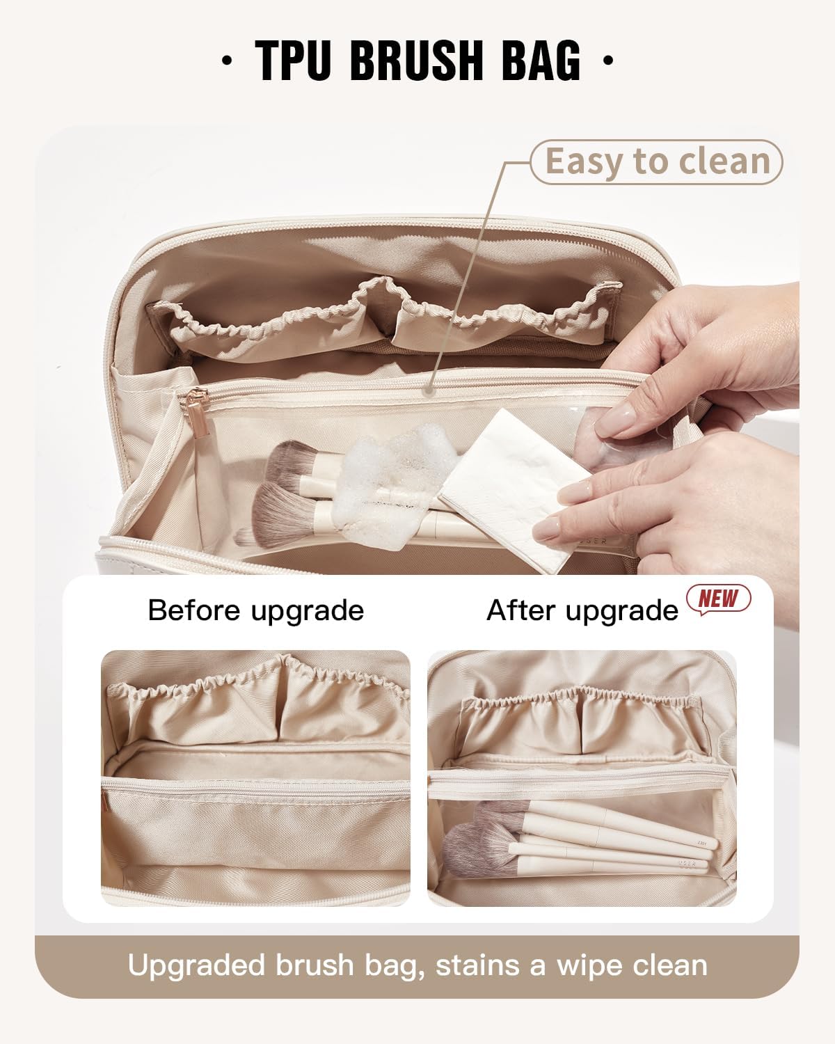 EACHY Travel Makeup Bag,Large Capacity Cosmetic Bags for Women,Waterproof Portable Pouch Open Flat Toiletry Bag Pattern Makeup Bag