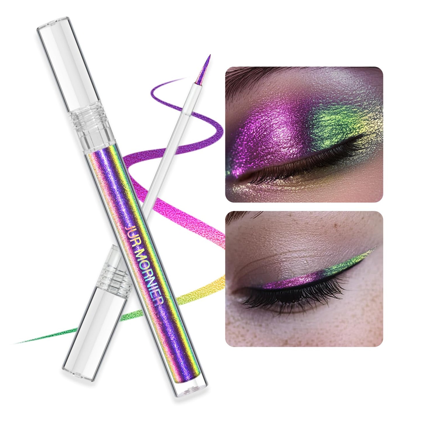 Multichrome Liquid Eyeshadow,Chameleon Eyeliner Colorful Eye Freckle Pen,Metallic Holographic Waterproof Long Lasting Smooth High Pigment Eyeshadow Highlighter Halloween Party Makeup(#603)