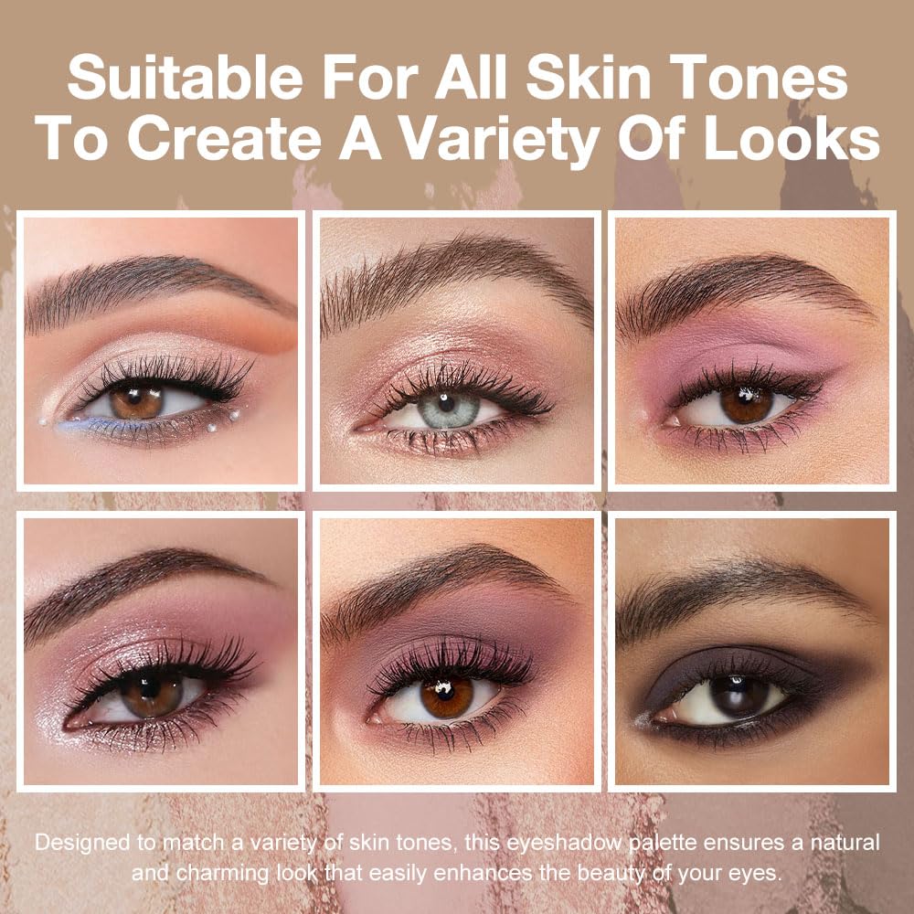 6 Colors Mini Pink Eye Shadow Palette Makeup for Older Women, Neutral Matte Shimmer Eyeshadow Palette Highly Pigmented Waterproof, paleta de sombras de ojos, Vegan & Cruelty-free, 07