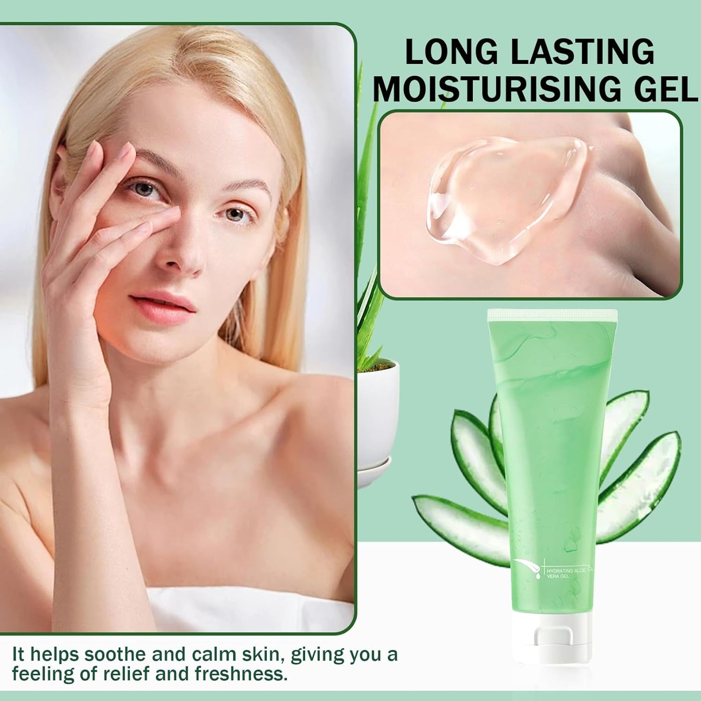 Moisturizing Gel for Face & Body,Non-sticky Gel After Sun Aloe Lotion Skin Care,Fast Absorbing Long Lasting Refreshing Hydrating Face Moisturizer for All Skin Types 05