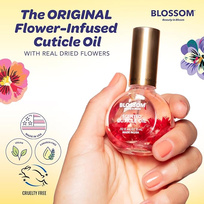 Blossom Cuticle Oil for Nails, Hydrating, Moisturizing, Scented Nail Oil Cuticle Care, Infused with Real Flowers, Made in USA, 0.92 fl. oz, Pineapple