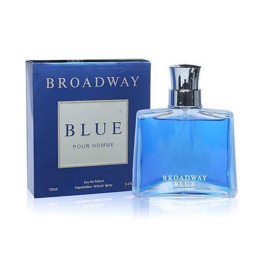 Broadway Blue Men's Cologne–Bold & Sophisticated Scent with Citrus, Spice, and Woody Notes – Long Lasting Fragrance for All Occasions