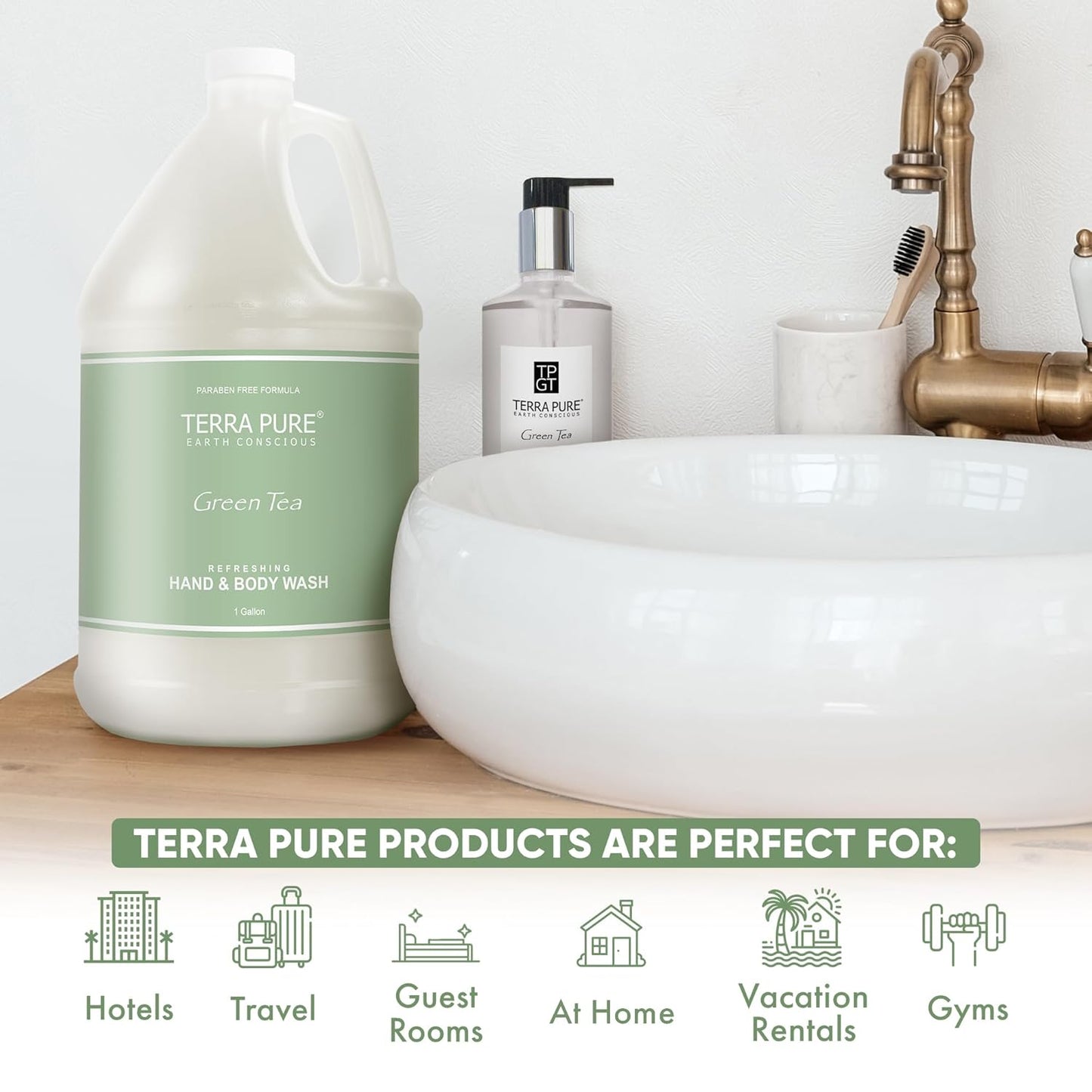 Terra Pure Hotel Body Wash/Hand Soap | One Gallon | Designed to Refill Soap Dispensers (Set of 1)