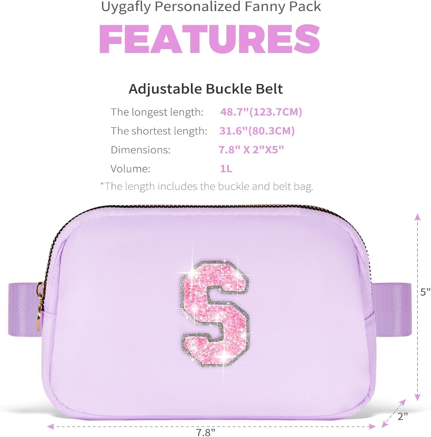 Gifts for Girls & Kids - Birthday Gifts for Daughter & Sister, Essentials for Her, Travel Essentials, Cute Teen Trendy Stuff Waist Packs Belt Bag Crossbody Bag | Lavender, Initial S