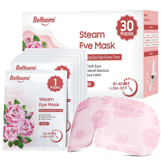 30Packs Steam Eye Mask, Heated Eye Mask Warm Compress for Eyes, Self Heating Warm Eye Masks Disposable Steam Mask for Home Sleep, Spa, Travel Essentials & Relaxation Gifts (Rose)