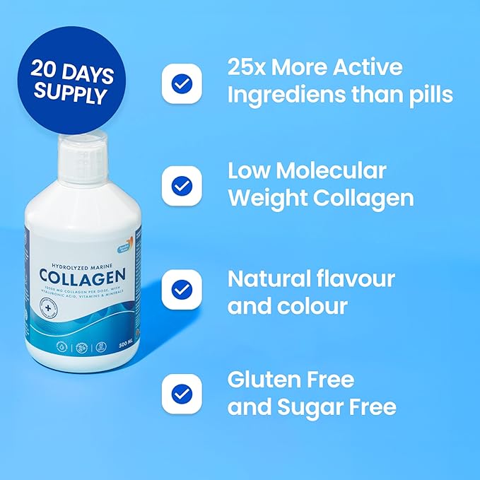 Swedish Nutra - 10,000 mg Hydrolyzed Marine Collagen Liquid Supplement - 500 ml, 20 Day Supply | Hyaluronic Acid, Biotin and Vitamin C to Support Healthy Hair, Skin, Nails and Joints | Sugar-Free