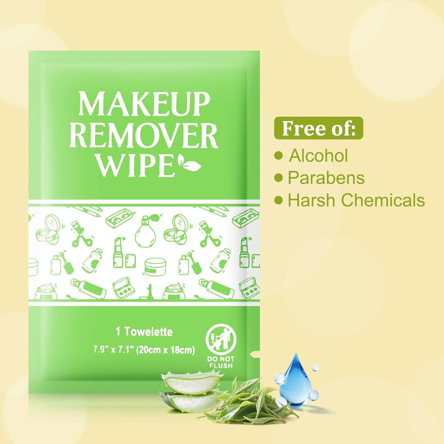 Makeup Remover Wipes Individually Wrapped, 100 Pcs Gentle Facial Cleansing Towelettes Alcohol Free, Perfect Travel Essential and Bachelorette, Wedding, Party Favor
