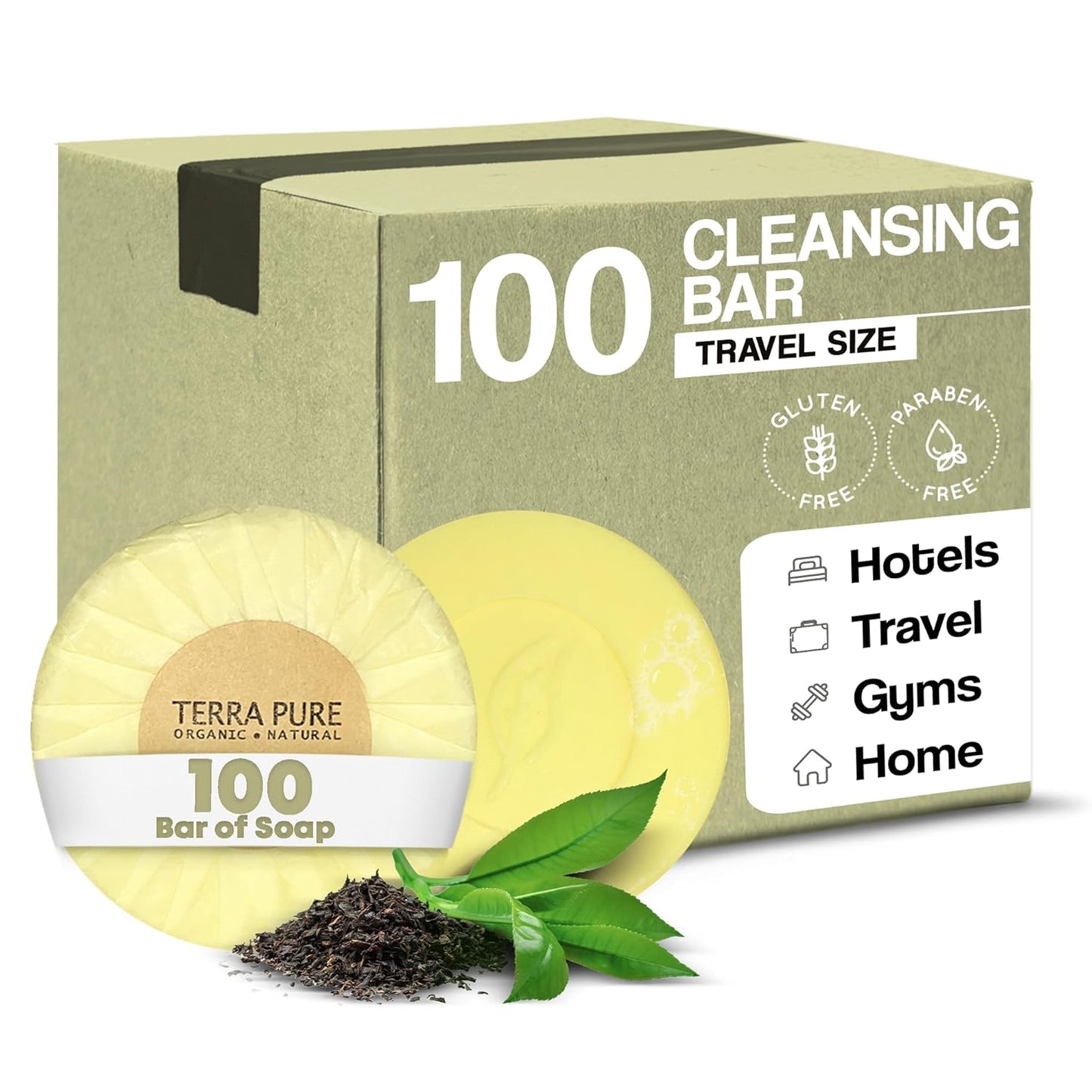 Terra Pure Bar Soap, Travel Size Hotel Amenities, 0.6 oz (Pack of 100)