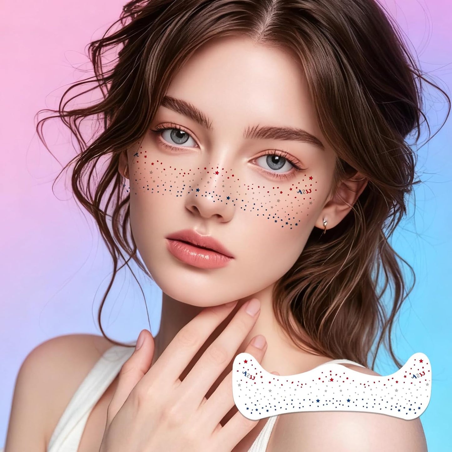 Temporary Tattoos Adult: Glitter Freckles & Star Face | Body Glitters with Face Glitter for Women Girls - Country Concerts Festival Rave Accessories (star)