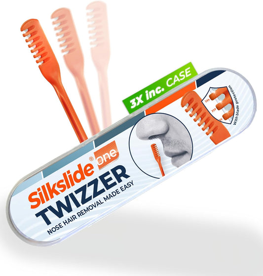 Silkslide®One TWIZZER – Nose Hair Trimmer for Men and Women – Compact Travel Case – Twist & Trim Nasal Hair Removal – Japanese Premium Blades – No Electricity or Batteries