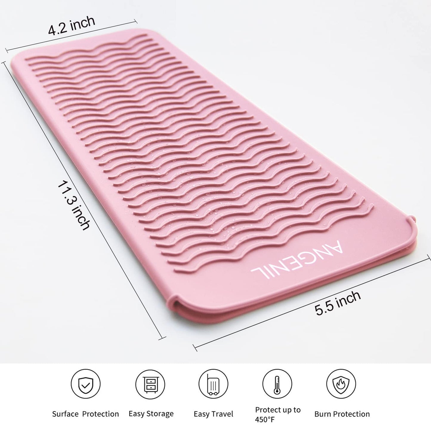 ANGENIL Heat Resistant Silicone Flat Iron Mat Pouch, For Travel Dual Voltage Curling Iron Wand, Hair Straightener, Automatic Wireless Curlers, Crimper Hair Iron, Styling Tools, Curling Brush For Women