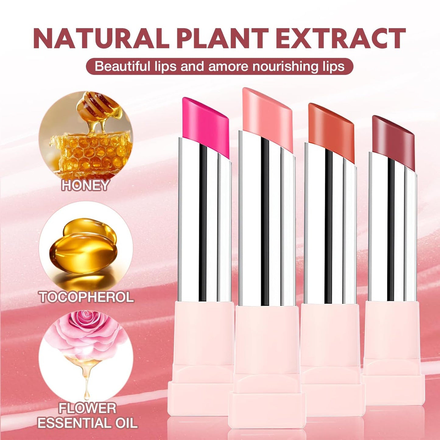 Hydrating Glaze Lip Balm, tinted Lip Balm with 24HRs of Smooth, Moisturizing Shine, Non-Sticky Shine with Hyaluronic Acid, Sheer Baby Pink (Caramel Glow)