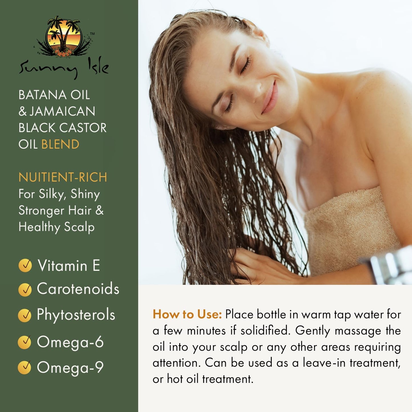 Sunny Isle Batana Oil Infused with Jamaican Black Castor Oil 4oz | Anti-Thinning Double Growth Formula