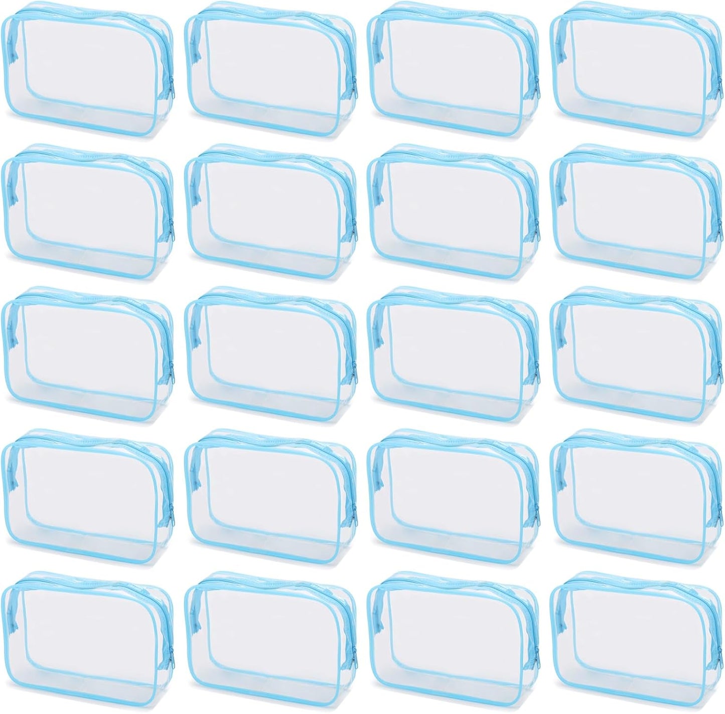 Tbestmax 40 Pack Clear Cosmetic Bags Makeup Bags Portable Waterproof Travel Toiletry Bags Organizer Blue, 7.5"x 4.8"x 2.3"