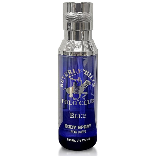 Beverly Hills Polo Club Body Spray for Men - BHPC Blue - Notes of Lavender & Sandalwood - Fresh, Oceanic, Long Lasting Cologne Scents - Ideal Gift for Him, 6oz