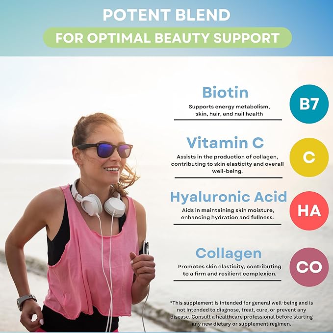 rahni Collagen | Biotin 1000 mcg | Supplement for Hair, Nails and Skin Growth | Joint Health Support | Hyaluronic Acid | Vitamin C | for Men & Women | Made in The USA | 90 Capsules