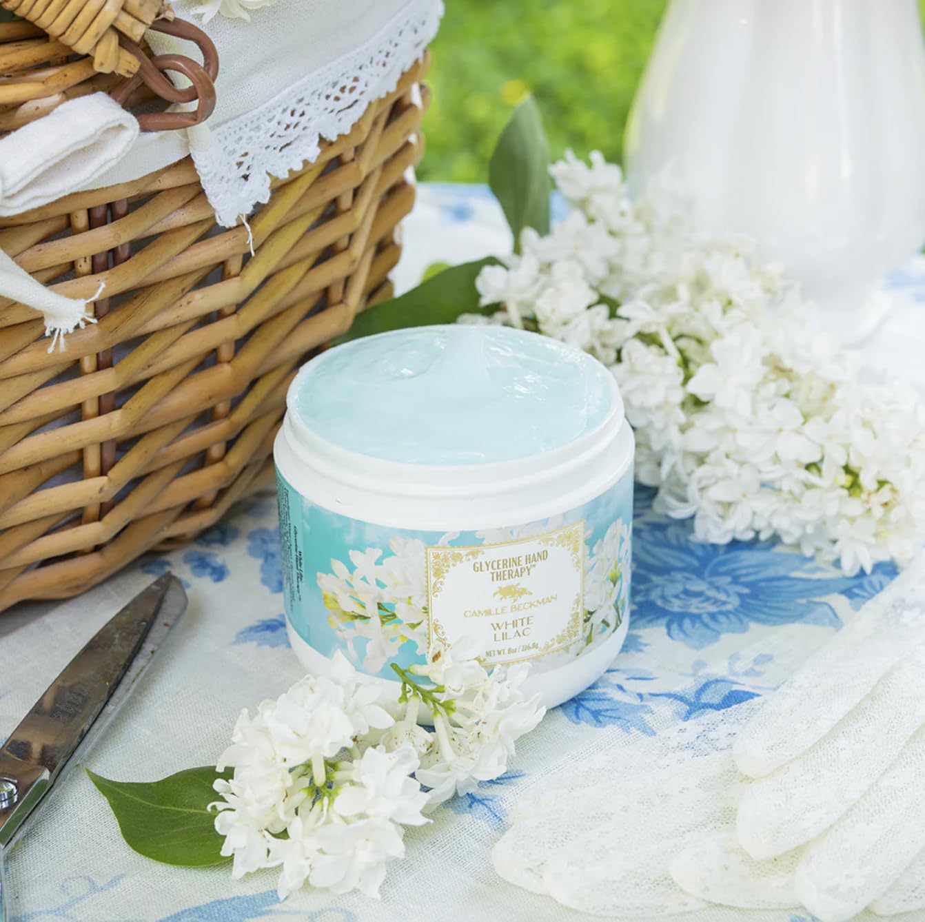 Camille Beckman Glycerine Hand Therapy Cream, White Lilac, 8 Ounce
