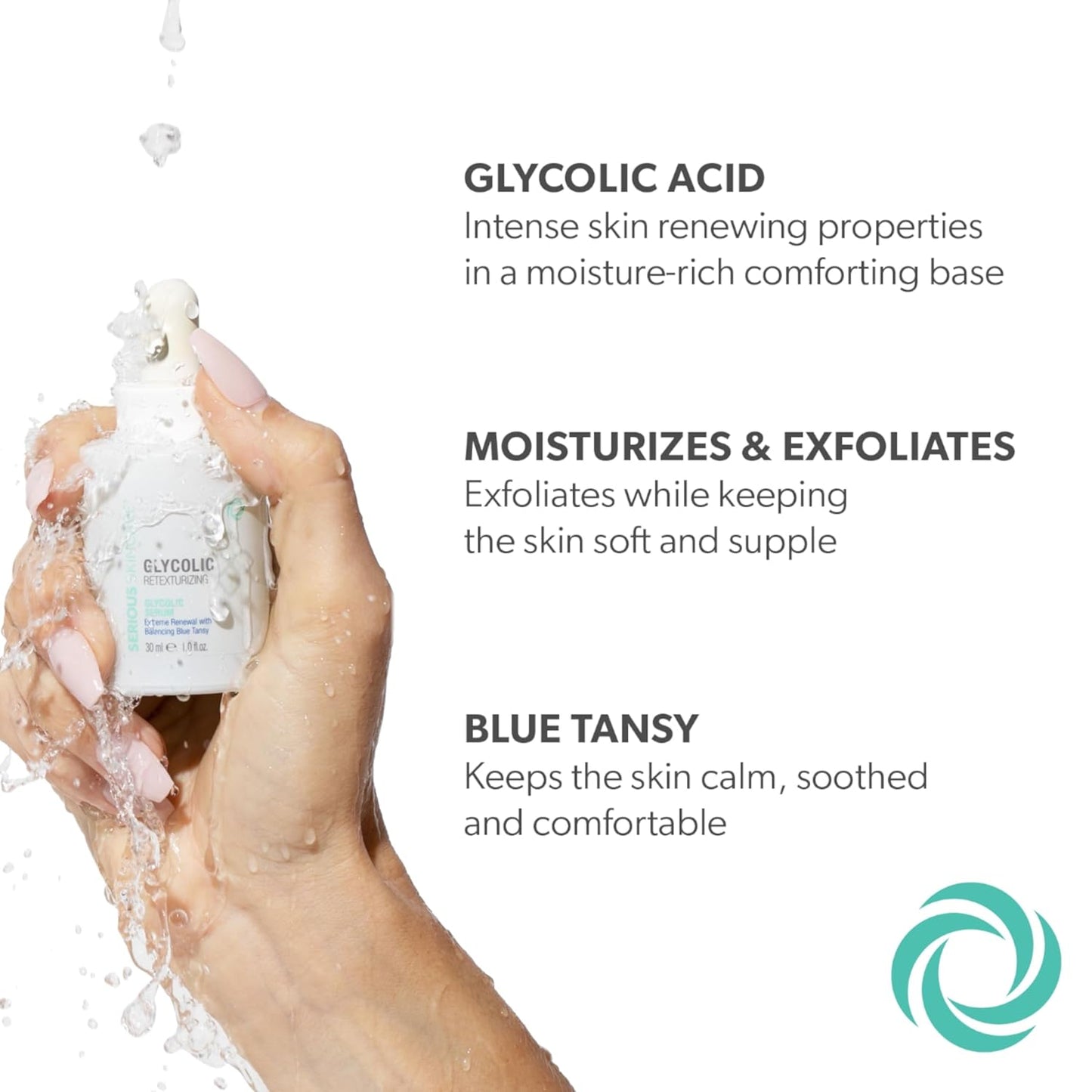 Serious Skincare Glycolic Acid Serum & Face Moisturizer Cream, Facial Renewal Skin Care Set, Exfoliating, Hydrating, Refine Texture, Lines, Pores, Discoloration, Skin Balancing Blue Tansy - Anti-Aging